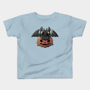 Spooky Dragon Cute Funny Halloween Pumpkin Kids T-Shirt